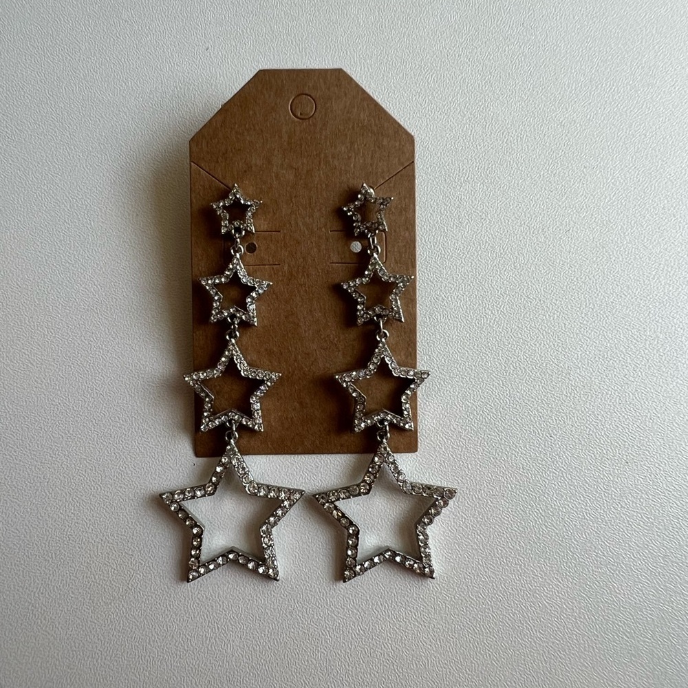 Silver Star Dangle Earrings